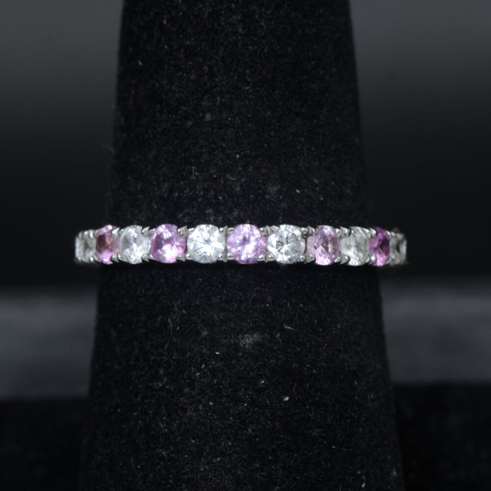 Lafonn - Vintage Sterling Silver Synthetic Pink Sapphire Band - Size 7